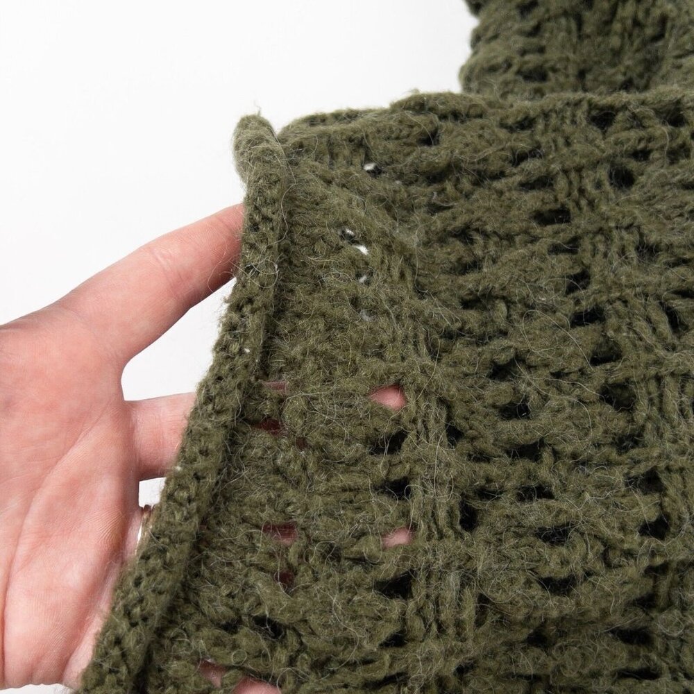 Free People Green Alpaca Mohair Blend Knit Pullover Button Hooded Sweater Small - Picture 6 of 8